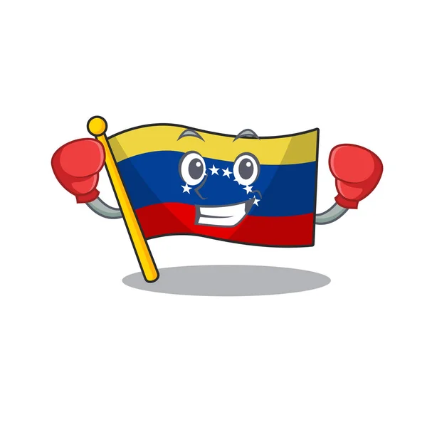 Boxing flag venezuela with the cartoon shape — Stock Vector