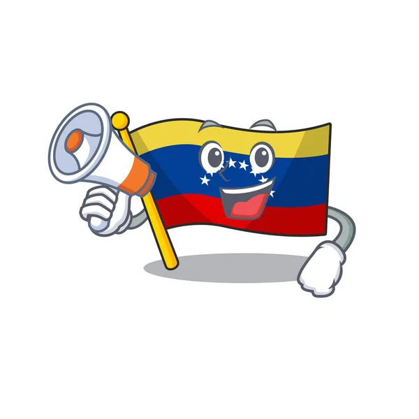 Con bandera de megáfono venezuela con la forma de dibujos animados — Archivo Imágenes Vectoriales