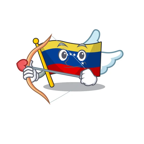 Cupid flagga Venezuela med den tecknade formen — Stock vektor