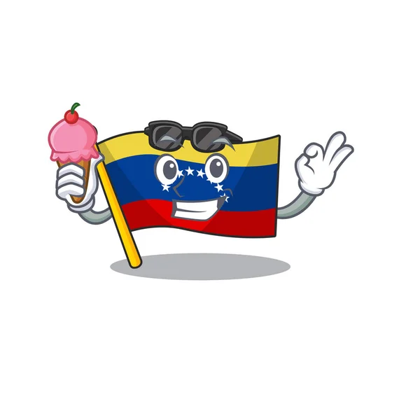 Con bandera de helado venezuela en el armario del personaje — Vector de stock