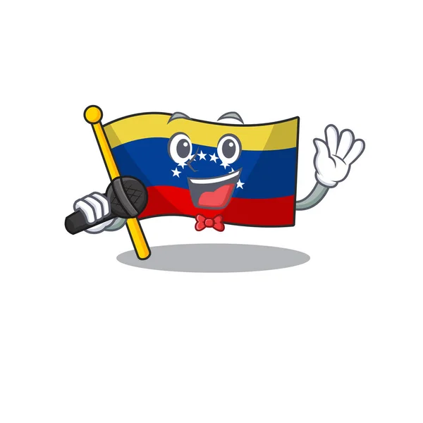 Bandera de canto venezuela aislada con la caricatura — Vector de stock