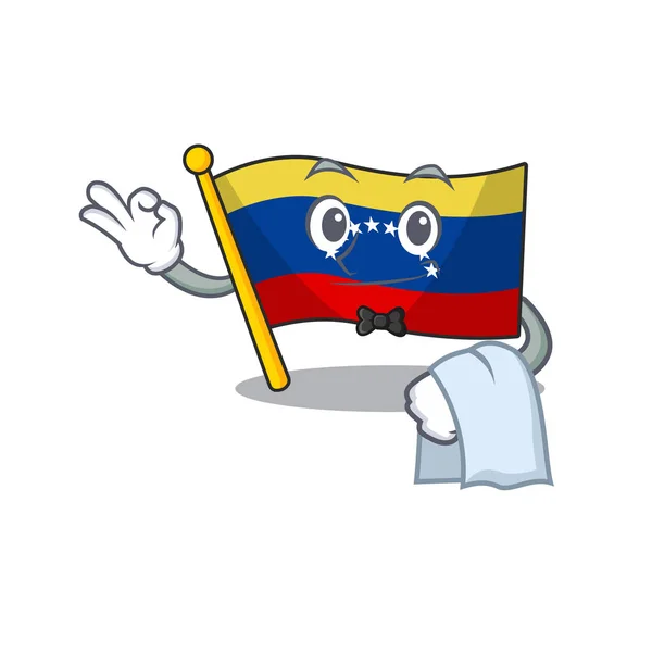 Kellnerfahne venezuela isoliert mit der Karikatur — Stockvektor