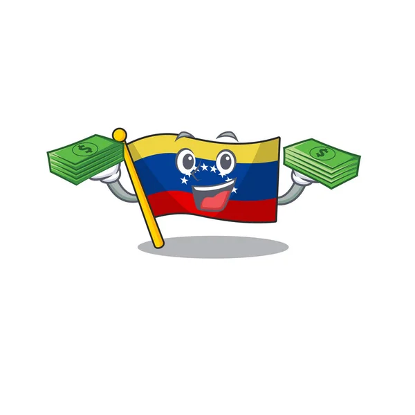 With money bag flag venezuela isolated with the cartoon — Stock Vector