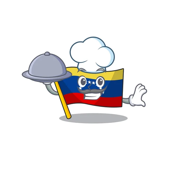 Chef con bandera de comida venezuela aislado con la caricatura — Vector de stock