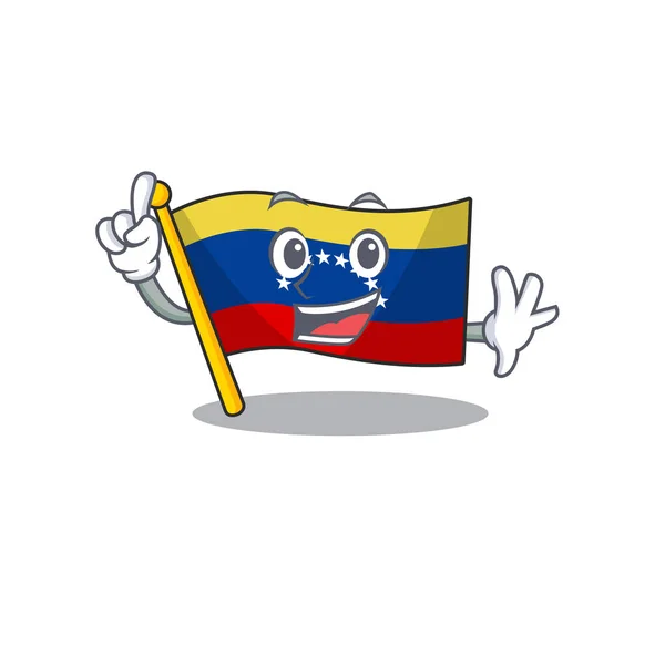 Dedo bandera venezolana izada en el poste de la mascota — Archivo Imágenes Vectoriales