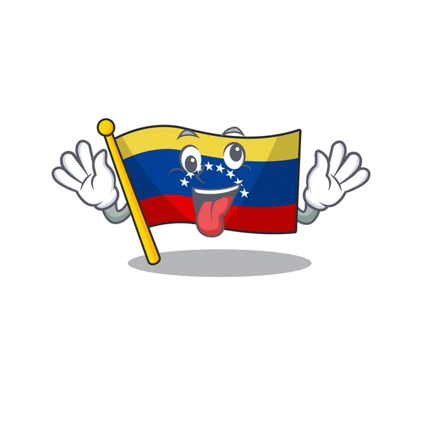 Loca bandera venezolana izada en el poste de la mascota — Vector de stock