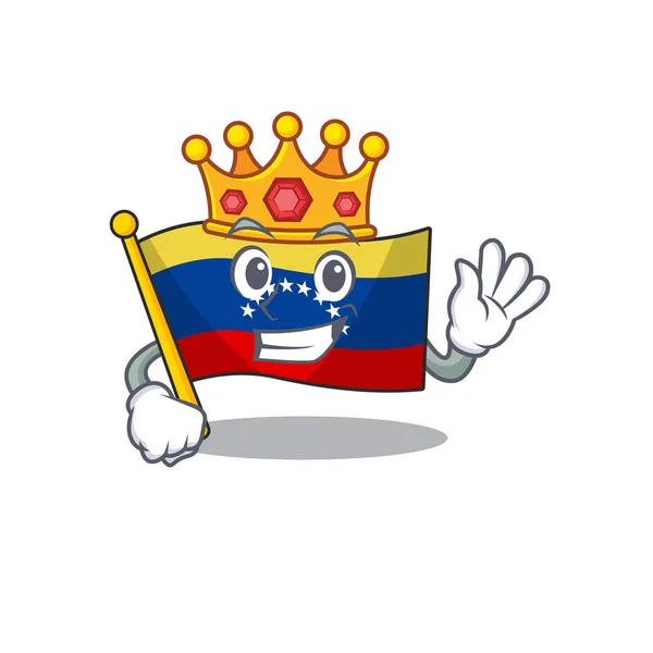 Bandera King venezuelan izada en el palo de la mascota — Archivo Imágenes Vectoriales