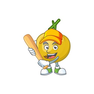 Karikatür maskotu için beyzbol araza meyve tasarım karakteri oynamak