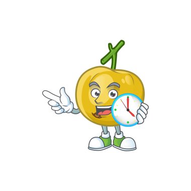 Beyaz arka planda saat taze araza karakteri ile