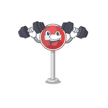 Fitness hiçbir giriş maskotu karikatür şeklinde