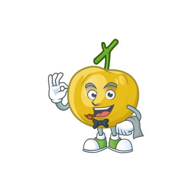 Karakter maskotu ile Garson olgun araza çizgi film