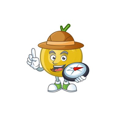 Karakter maskotu ile Explorer olgun araza çizgi film