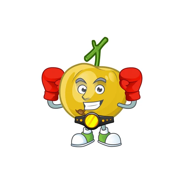 Tinju karakter desain buah araza untuk maskot kartun - Stok Vektor