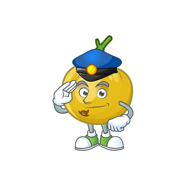 Персонаж полицейского фруктового дизайна для талисмана мультфильма — стоковый вектор