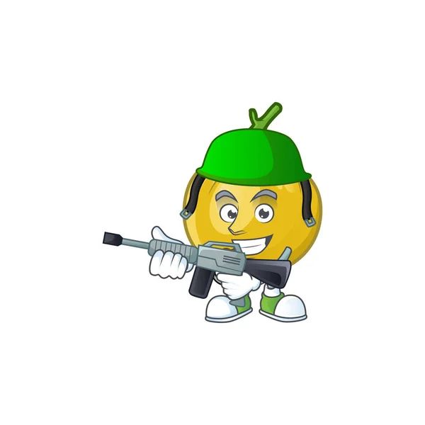 Army araza fruit design character for cartoon mascot — Stock Vector
