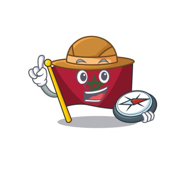 Karikatür sandalye üzerinde Explorer fas bayrağı karakteri