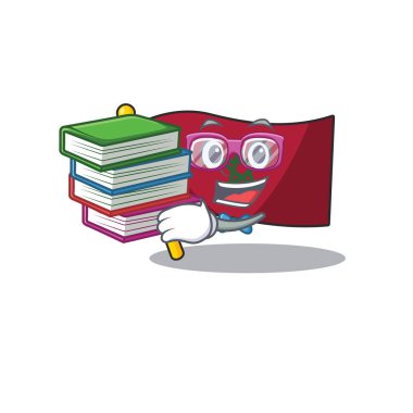 Kitap fas bayrağı ile Öğrenci maskot duvara sopalarla