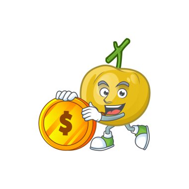 Karikatür maskot tarzında sikke tatlı araza getir