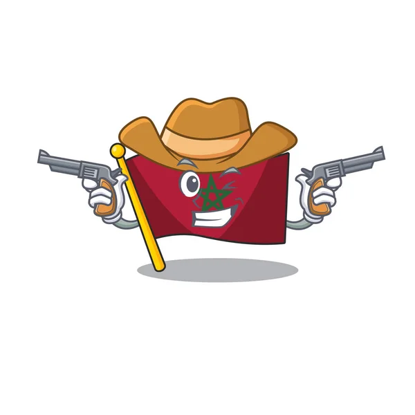 Cowboy-Flagge Marokko isoliert mit dem Charakter — Stockvektor