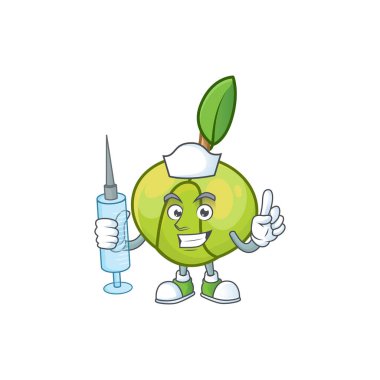 Maskot ile Hemşire tatlı fil elma karikatür