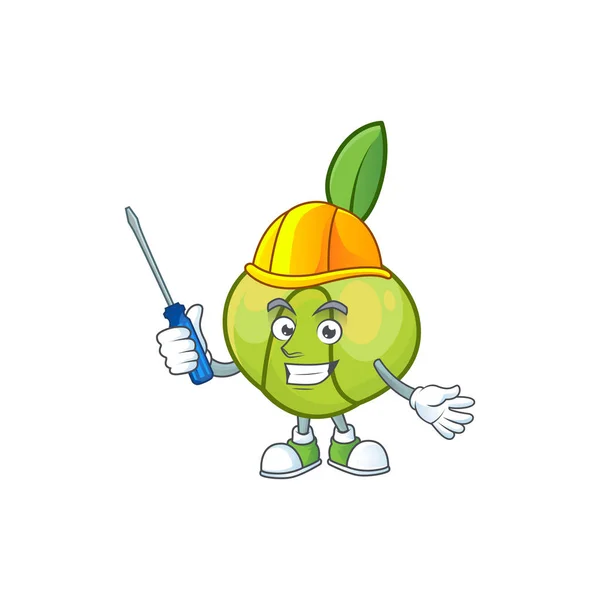 Automotivo fruta elefante maçã cartoon mascote estilo — Vetor de Stock