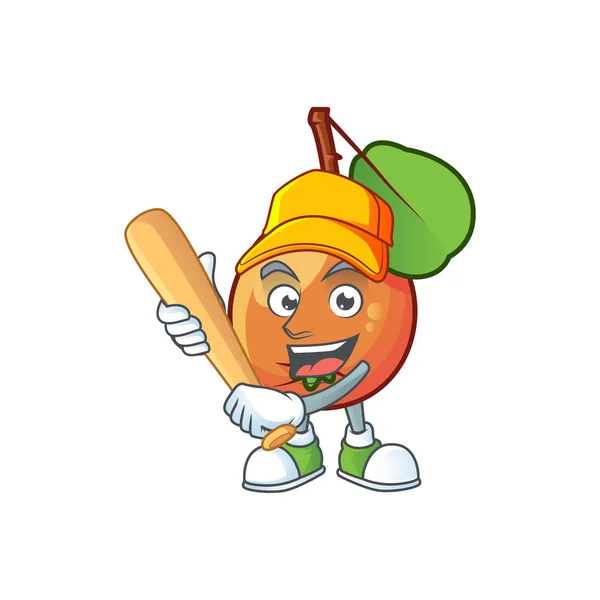 Игра в бейсбол shipova фруктовый мультфильм персонаж для логотипа — стоковый вектор