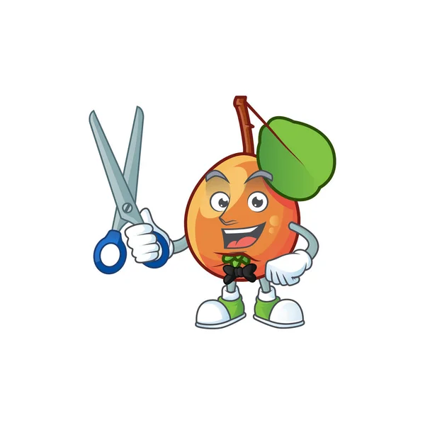 Barbeiro shipova fruta personagem de desenho animado para o logotipo — Vetor de Stock