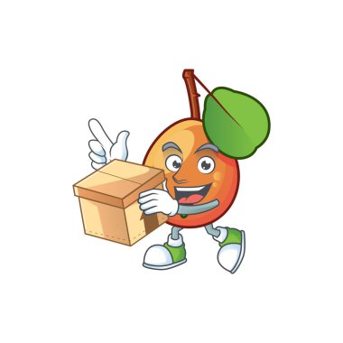 Tasarım maskotu ile kutu taze shipova karakteri ile