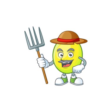 Çiftçi gomortega meyve çizgi film karakter maskot şekli