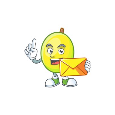 Beyaz arka plan üzerinde zarf taze gomortega karikatür ile