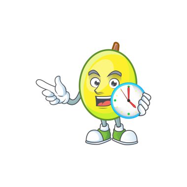 Beyaz arka plan üzerinde saat taze gomortega karikatür ile