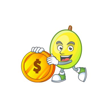 Sikke gomortega meyve çizgi film karakter maskot tarzı getir.