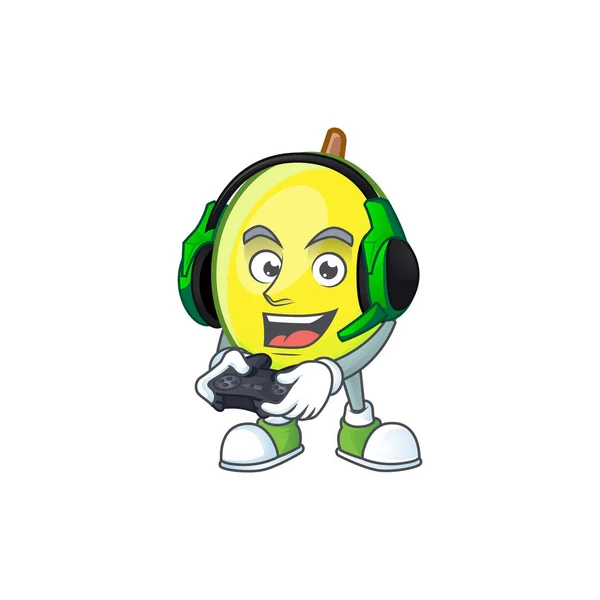 Jeu gomortega fruit caricature personnage forme de mascotte — Image vectorielle