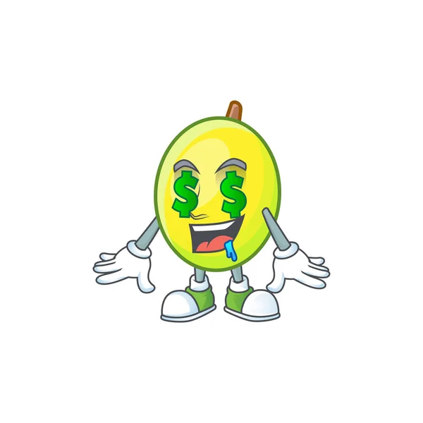 Ojo de dinero gomortega fruta caricatura carácter mascota estilo . — Vector de stock