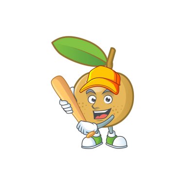 Beyzbol tatlı longan çizgi film karakteri sevimli tasarım oynamak.