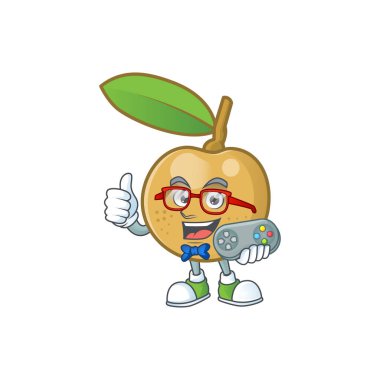 Beyaz arka plan üzerinde Gamer taze longan karikatür