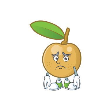 Beyaz arka plan üzerinde Korkmuş taze longan karikatür