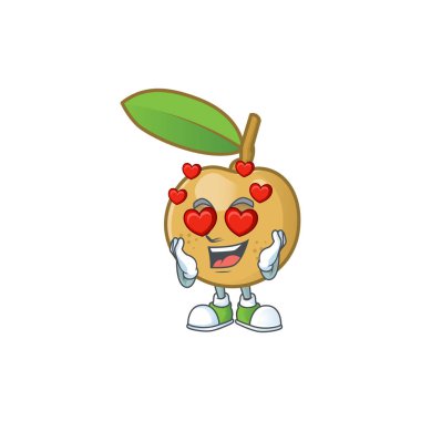 Beyaz arka plan üzerinde aşk taze longan karikatür