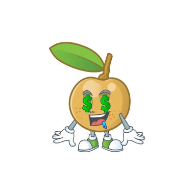 Tatlı lezzetli için Para göz longan taze karikatür.