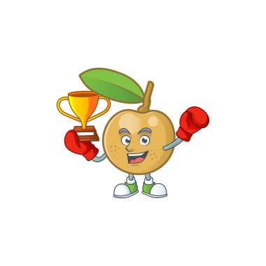 Tatlı lezzetli için boks kazanan longan taze karikatür.