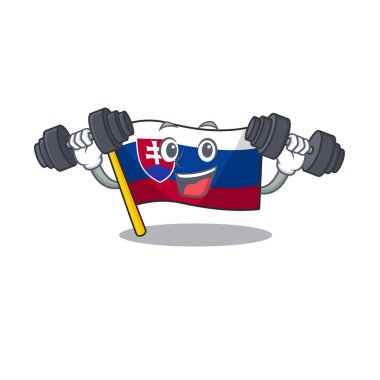 Fitness slovakya karikatür bayrak kutup üzerinde çırpınan