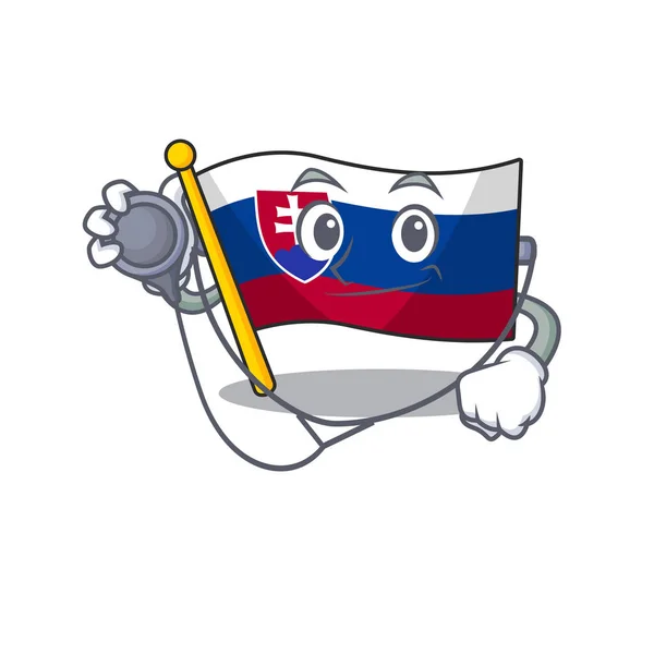 Doktor slovakya karikatür bayrağı kutup üzerinde çırpınan — Stok Vektör