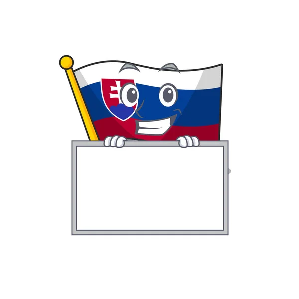 与板斯洛伐克卡通旗在极点飘扬 — 图库矢量图片