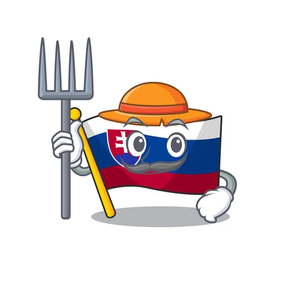 Farmer slovakia cartoon flag fluttering no pólo —  Vetores de Stock