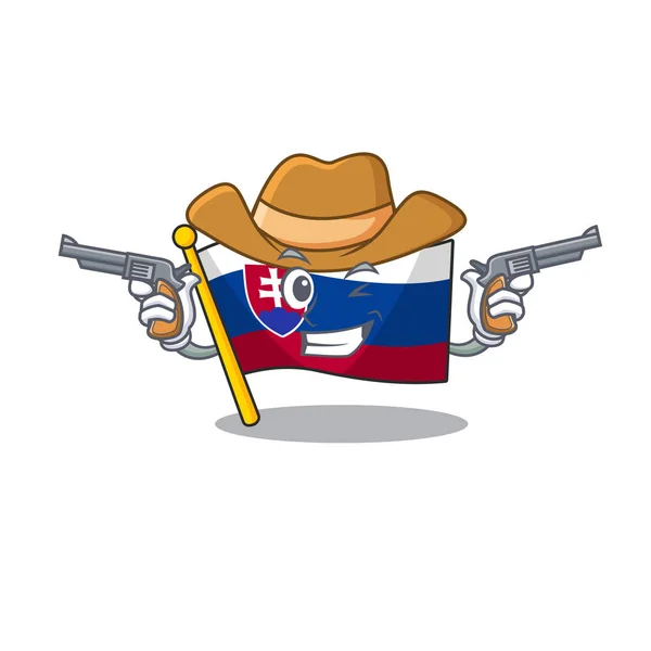 Cowboy Slovakien Cartoon Flag fladdrande på Pole — Stock vektor