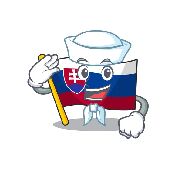 Marinheiro eslováquia bandeira dos desenhos animados balançando no pólo —  Vetores de Stock