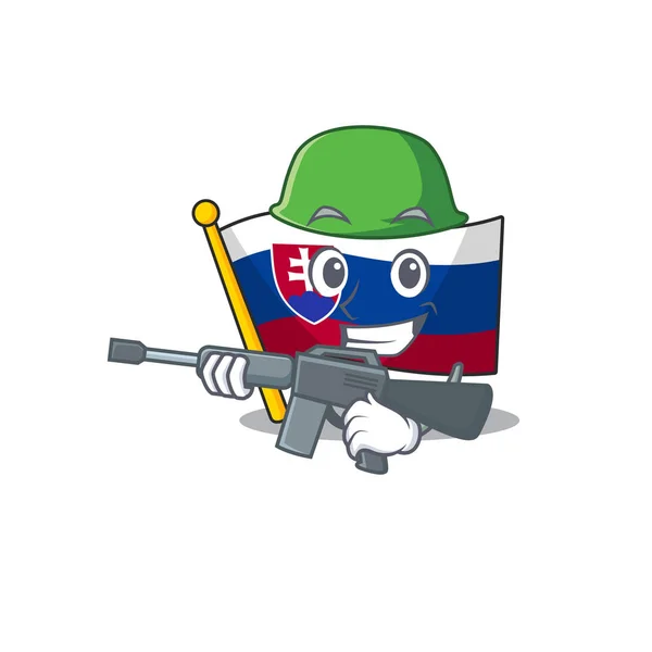 Drapeau de bande dessinée slovaque de l'armée flottant sur le poteau — Image vectorielle