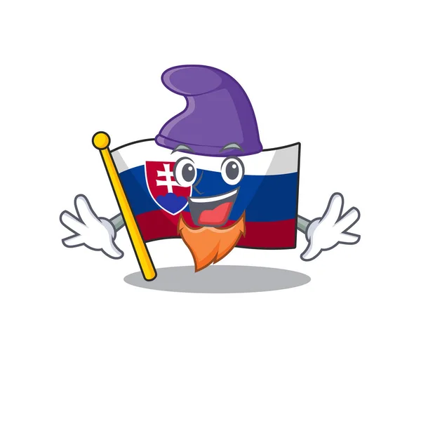 Elf Slovakien Cartoon Flag fladdrande på Pole — Stock vektor