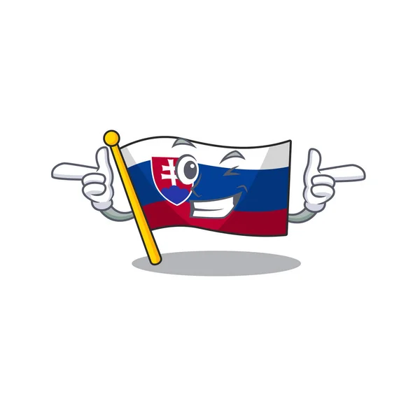 Piscadela bandeira eslováquia com o caráter de forma — Vetor de Stock