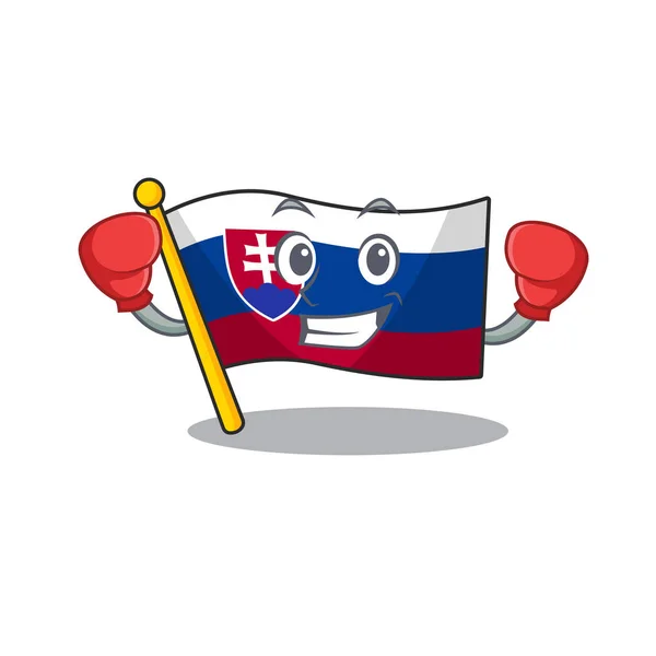 Boxing slovakia cartoon flag fluttering on pole — Stock Vector